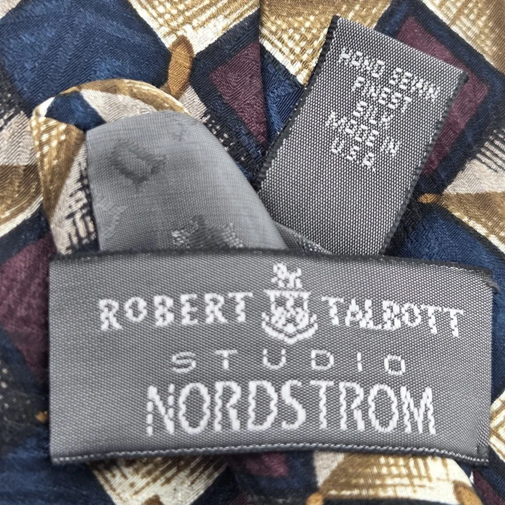 VINTAGE Robert Talbott Studio Nordstrom Geometric Multicolor‎ Necktie Silk USA
